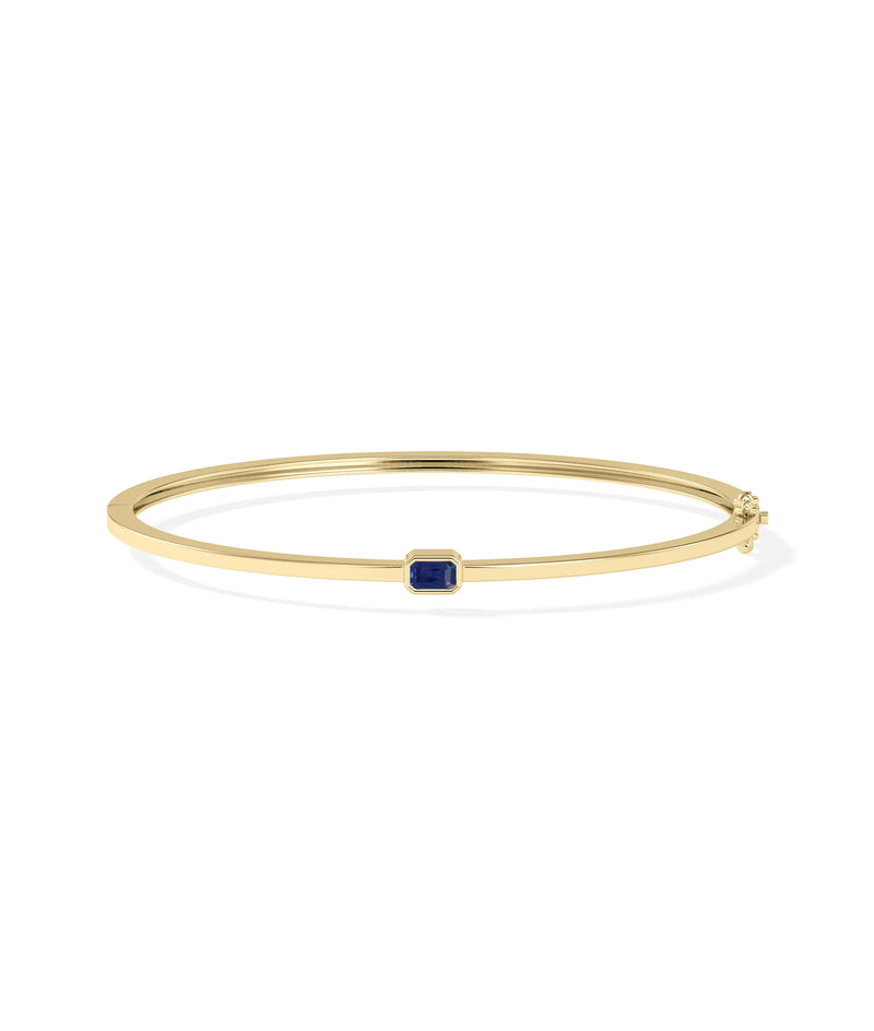 Birthstone Bezel Set Bangle - 79e | Everyday 14K Gold Jewelry