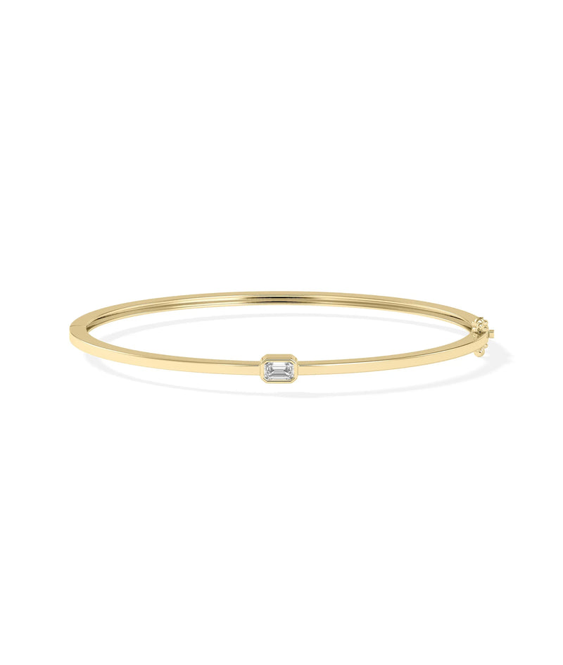 Birthstone Bezel Set Bangle - 79e | Everyday 14K Gold Jewelry