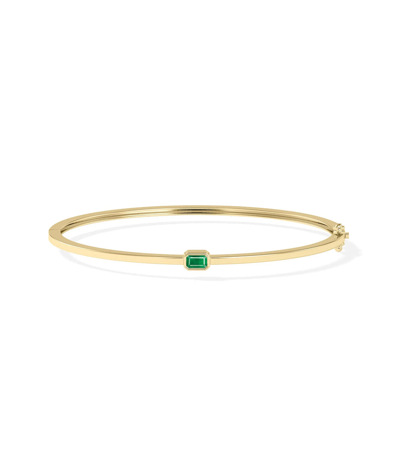Birthstone Bezel Set Bangle - 79e | Everyday 14K Gold Jewelry