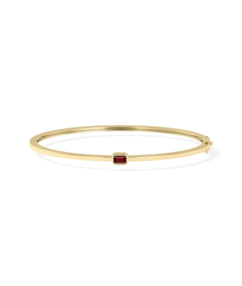 Birthstone Bezel Set Bangle - 79e | Everyday 14K Gold Jewelry