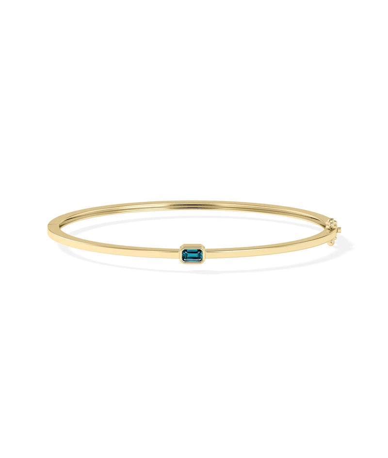 Birthstone Bezel Set Bangle - 79e | Everyday 14K Gold Jewelry