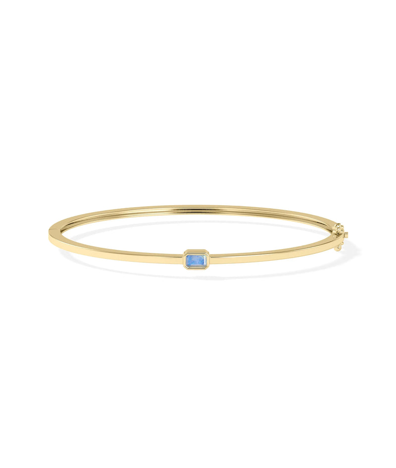 Birthstone Bezel Set Bangle - 79e | Everyday 14K Gold Jewelry