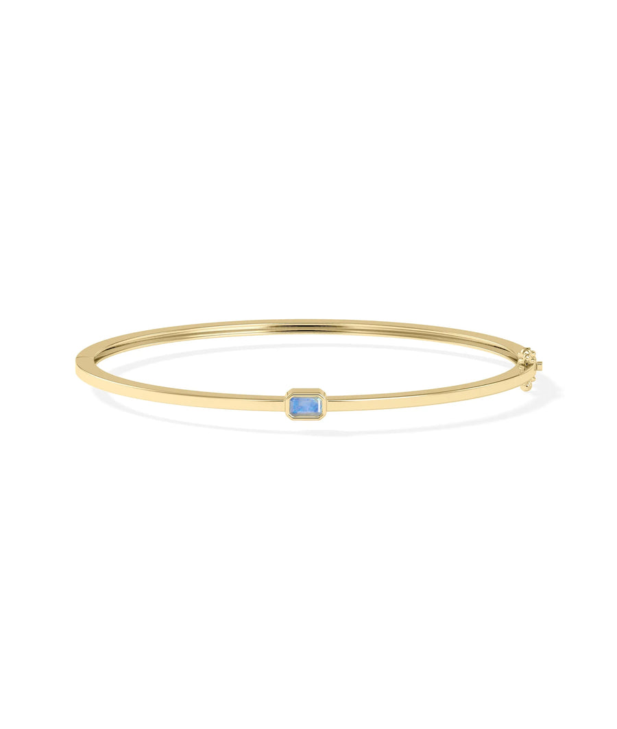 Birthstone Bezel Set Bangle - 79e | Everyday 14K Gold Jewelry