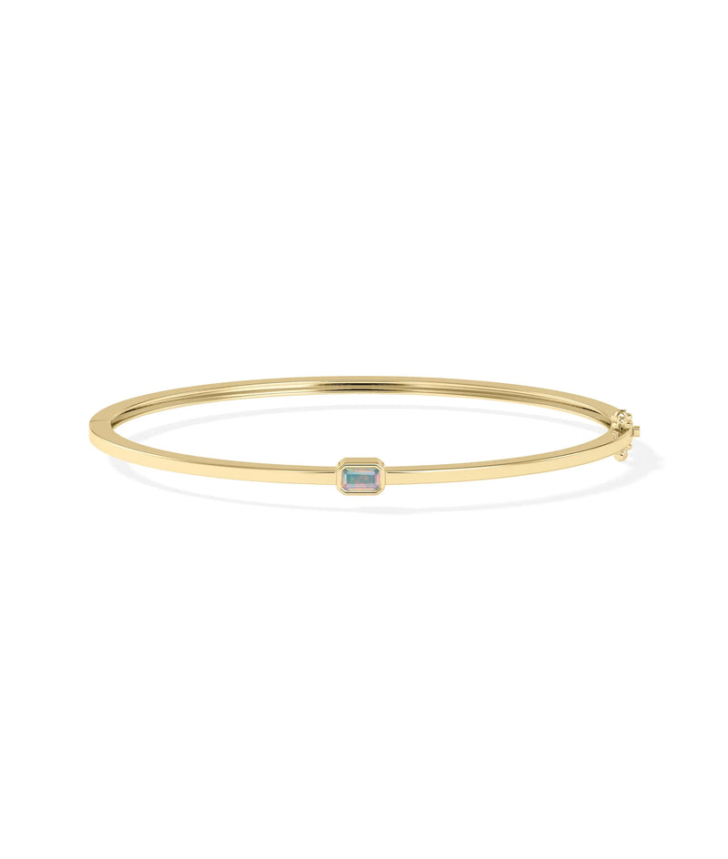 Birthstone Bezel Set Bangle - 79e | Everyday 14K Gold Jewelry