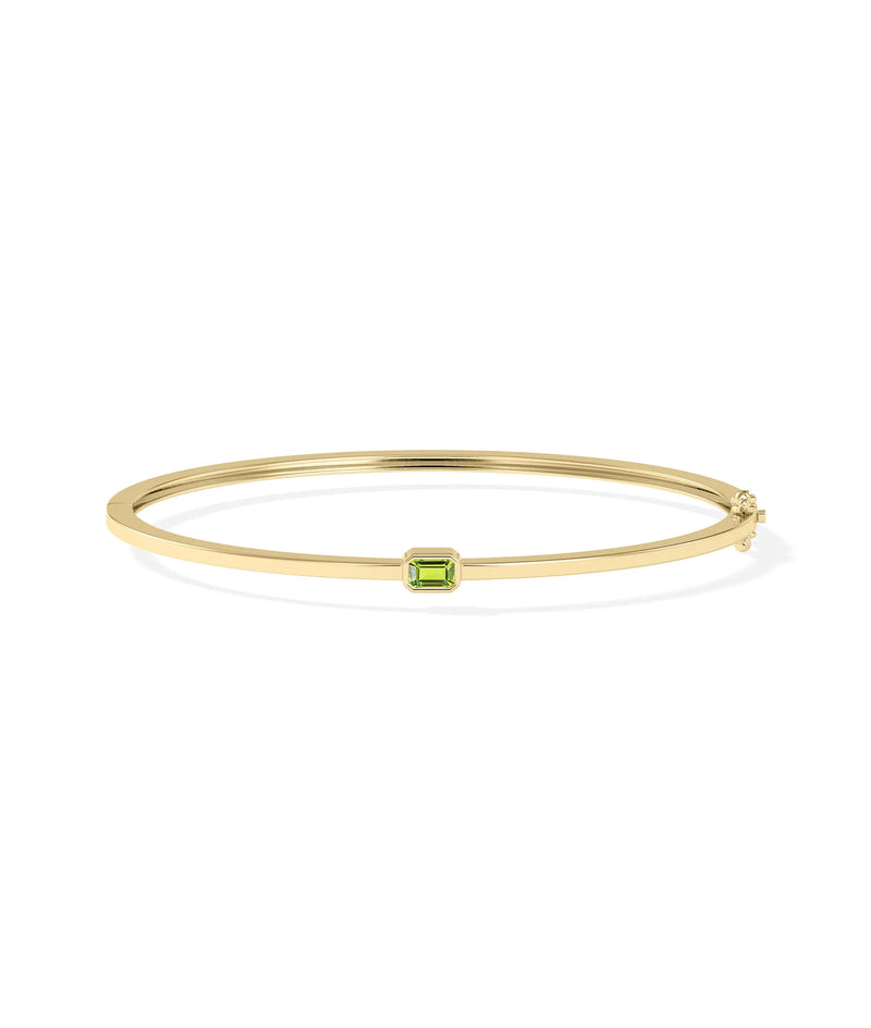 Birthstone Bezel Set Bangle - 79e | Everyday 14K Gold Jewelry