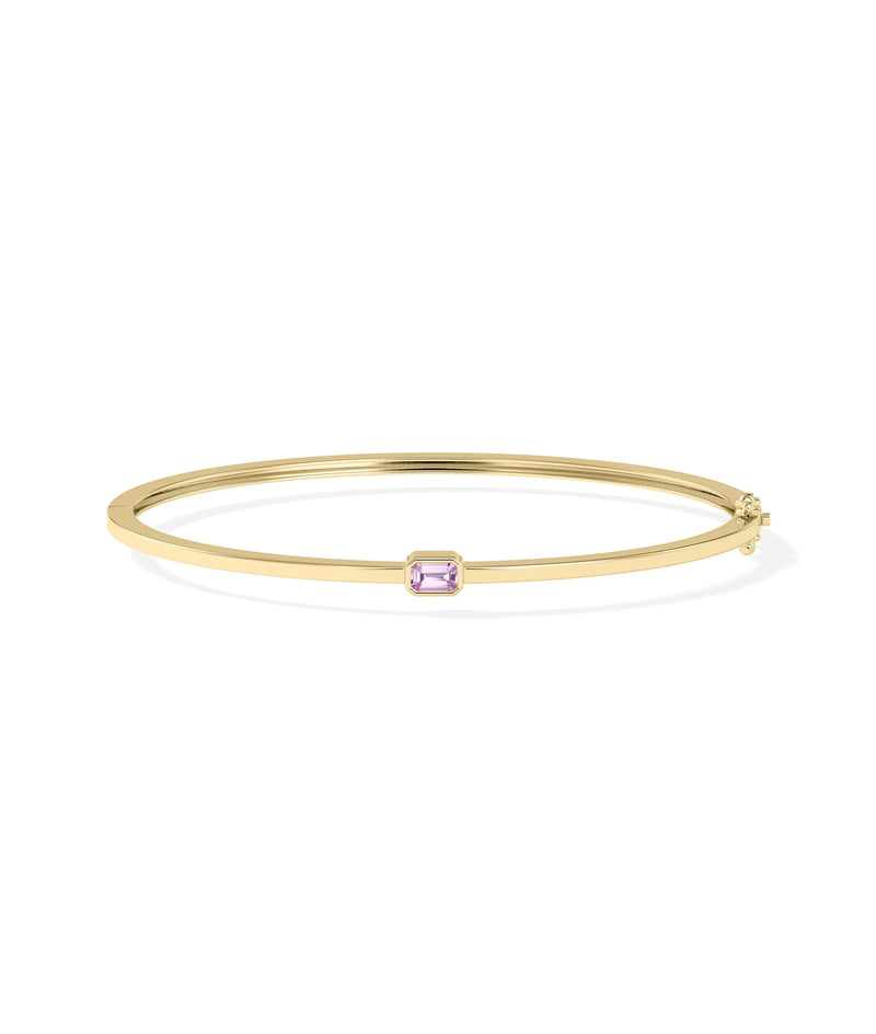 Birthstone Bezel Set Bangle - 79e | Everyday 14K Gold Jewelry