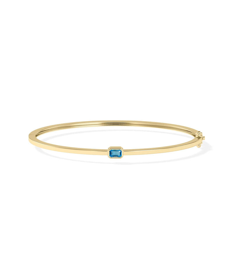 Birthstone Bezel Set Bangle - 79e | Everyday 14K Gold Jewelry