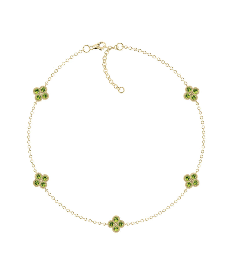 Birthstone Clover Station Bracelet - 79e | Everyday 14K Gold Jewelry