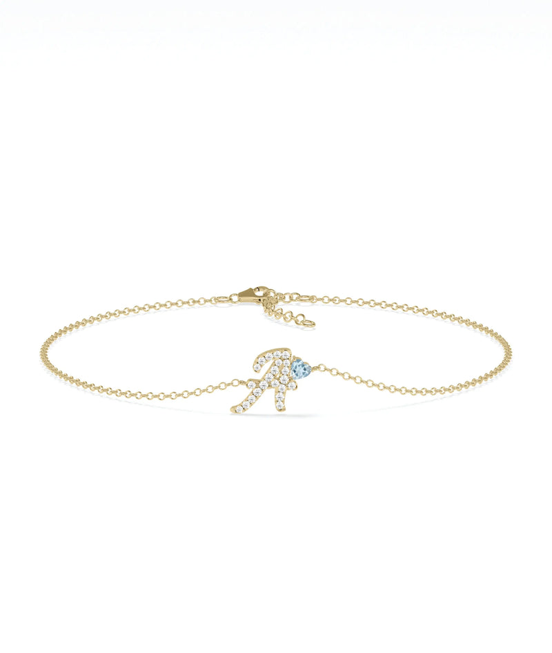 Diamond Initial with Solitaire Bracelet - 79e | Everyday 14K Gold Jewelry