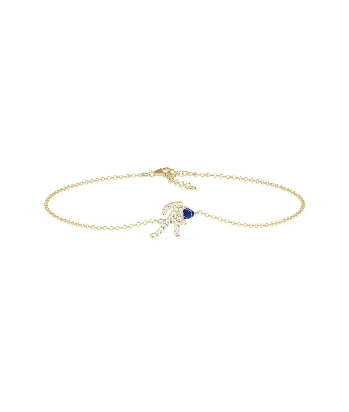 Birthstone and Diamond Initial Bracelet - 79e | Everyday 14K Gold Jewelry