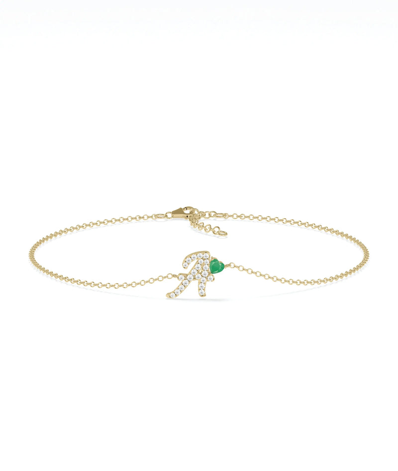 Diamond Initial with Solitaire Bracelet - 79e | Everyday 14K Gold Jewelry