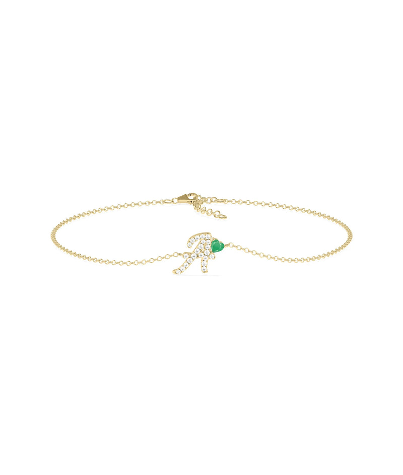 Birthstone and Diamond Initial Bracelet - 79e | Everyday 14K Gold Jewelry