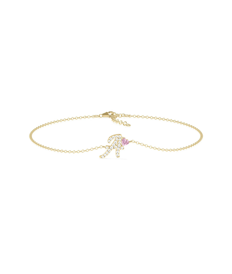 Birthstone and Diamond Initial Bracelet - 79e | Everyday 14K Gold Jewelry