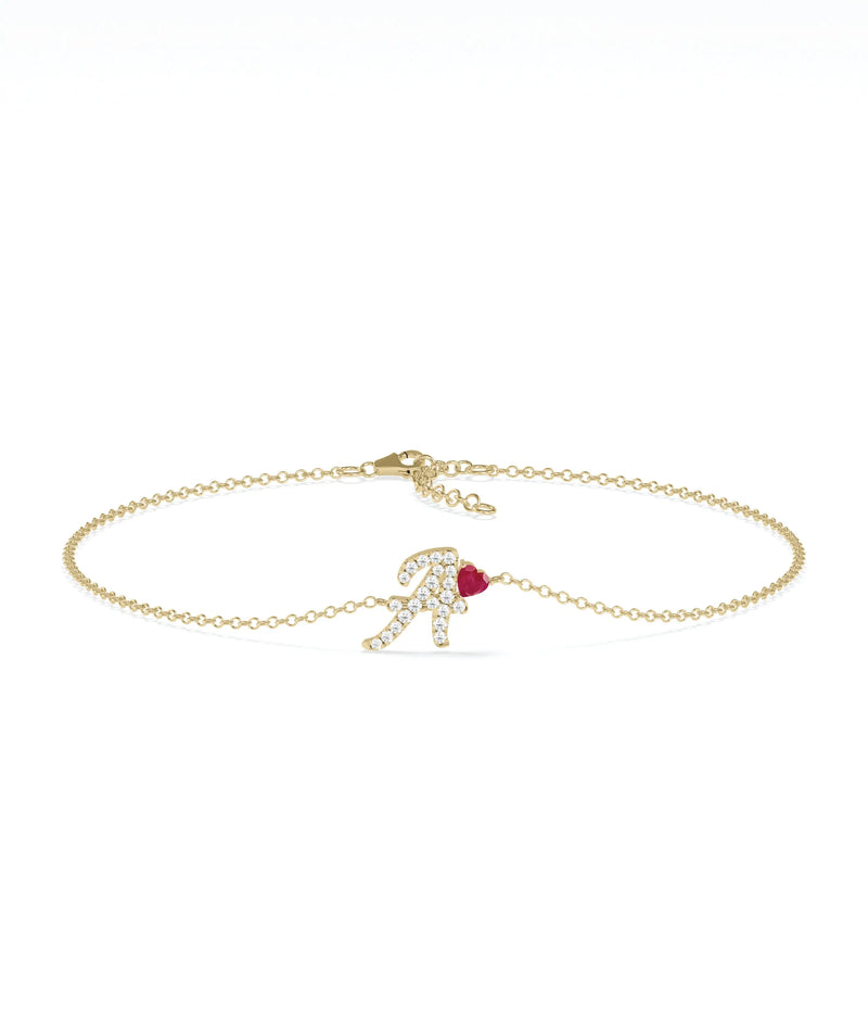 Diamond Initial with Solitaire Bracelet - 79e | Everyday 14K Gold Jewelry