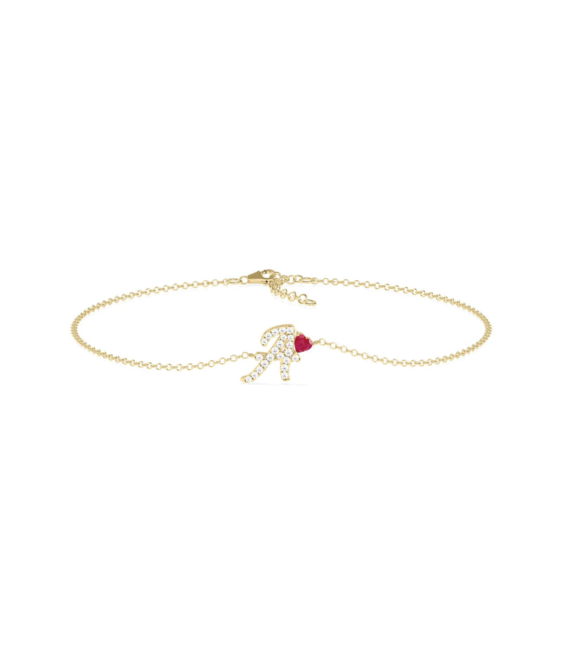 Birthstone and Diamond Initial Bracelet - 79e | Everyday 14K Gold Jewelry