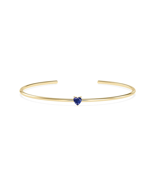 Heart Shape Birthstone Open Cuff Bangle - 79e | Everyday 14K Gold Jewelry alternate view