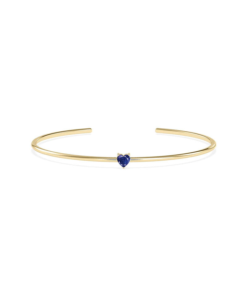Heart Shape Birthstone Open Cuff Bangle - 79e | Everyday 14K Gold Jewelry