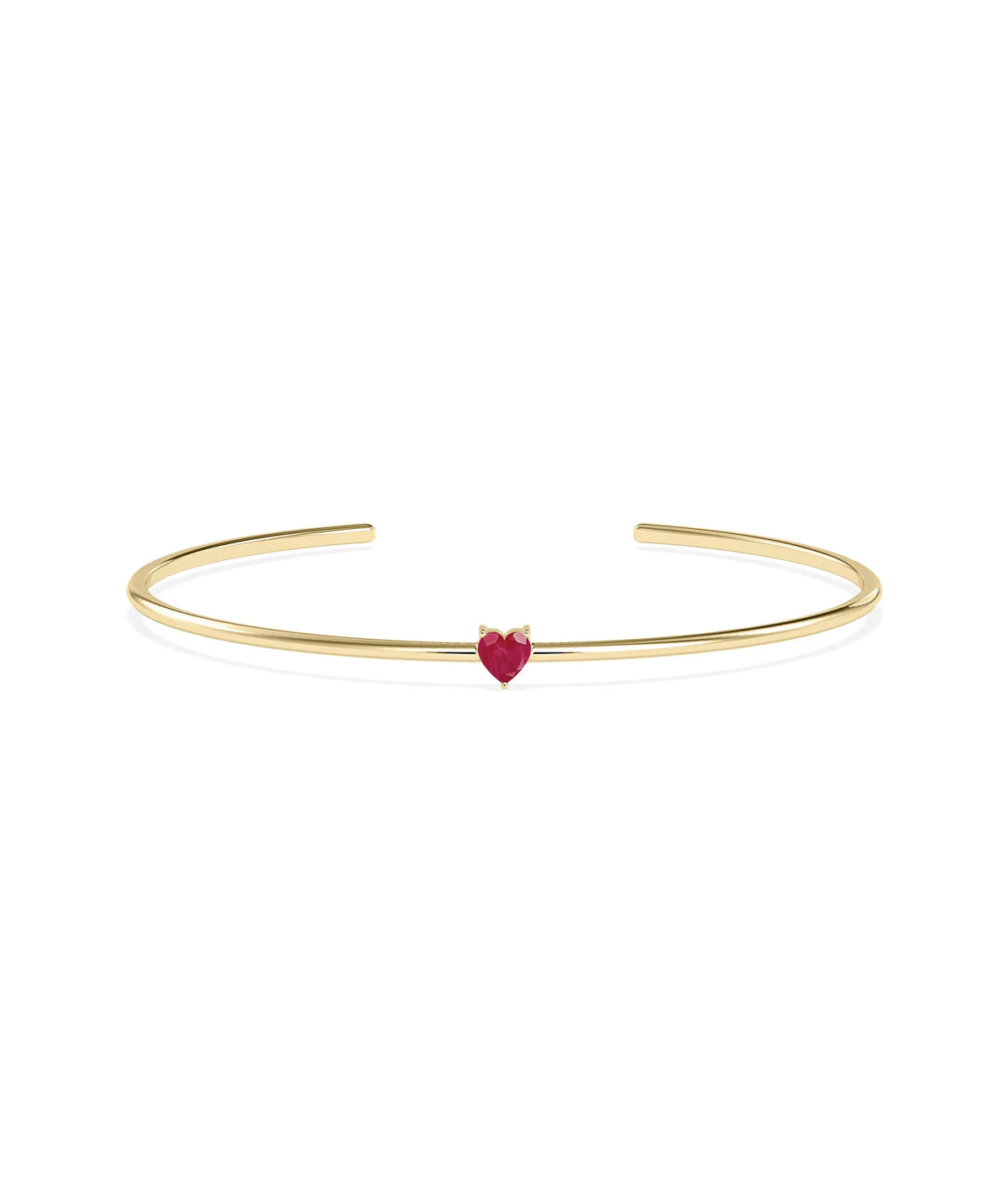 Heart Shape Birthstone Open Cuff Bangle - 79e | Everyday 14K Gold Jewelry