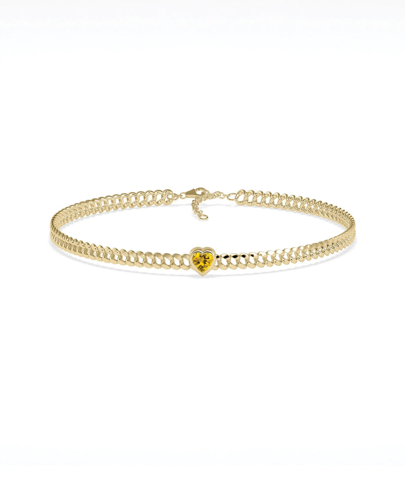 Bezel Set Birthstone Soliaire Curb Link Bracelet - 79e | Everyday 14K Gold Jewelry