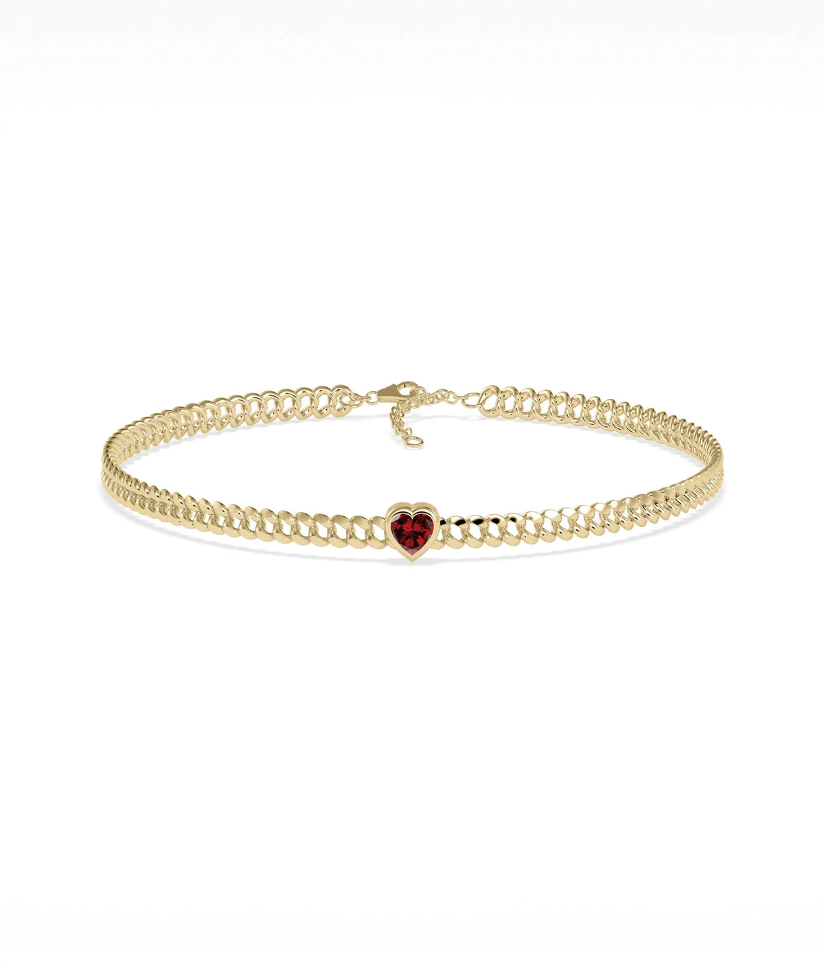 Bezel Set Birthstone Soliaire Curb Link Bracelet - 79e | Everyday 14K Gold Jewelry