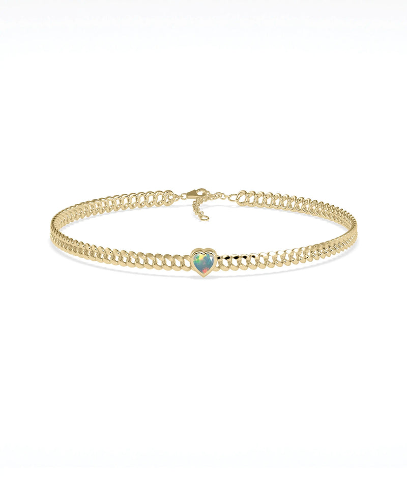 Bezel Set Birthstone Soliaire Curb Link Bracelet - 79e | Everyday 14K Gold Jewelry