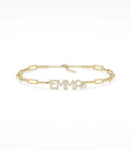 Custom Name Pav Paperclip Bracelet