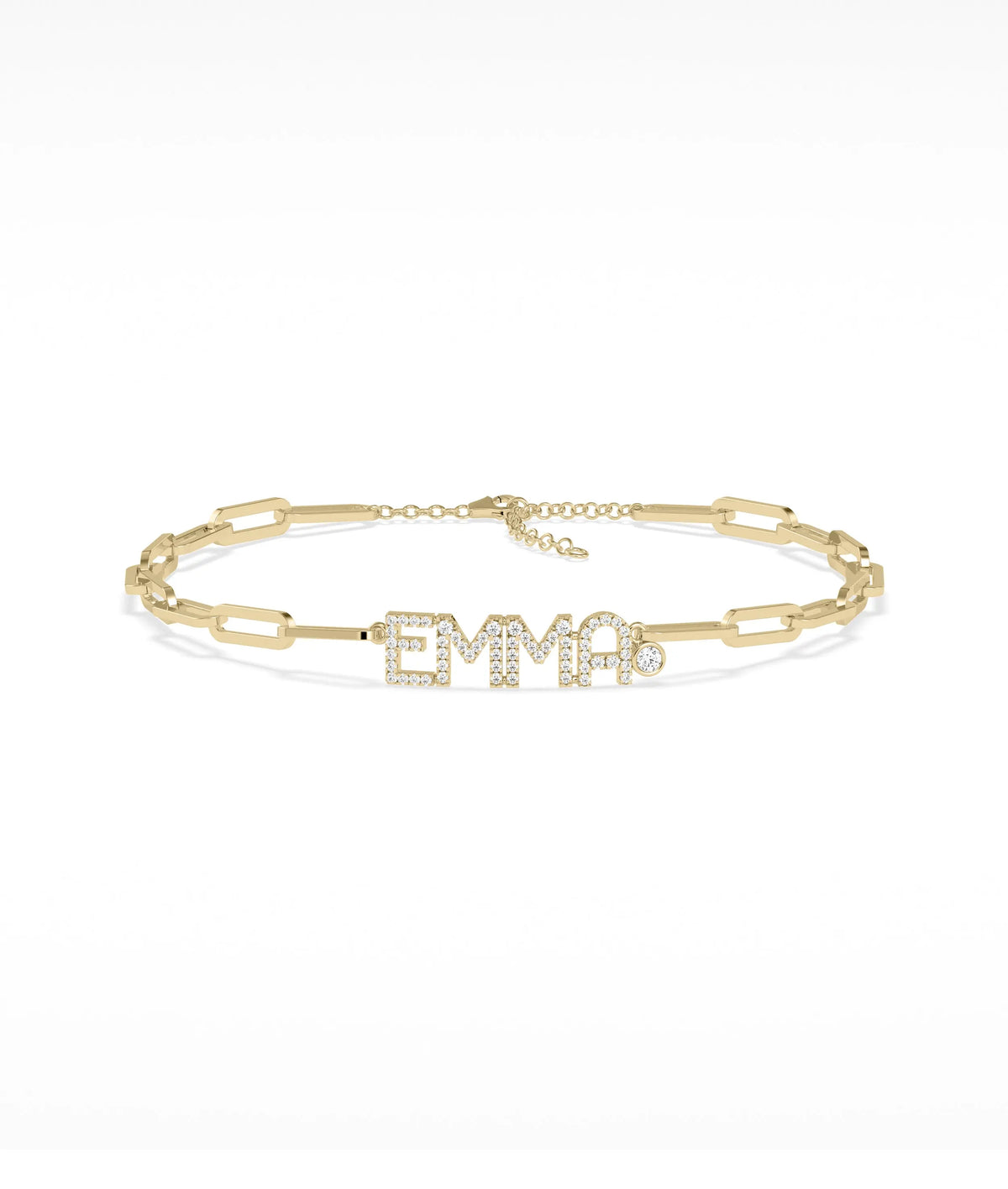 Birthstone and Diamond Pave Initials Bracelet - 79e | Everyday 14K Gold Jewelry