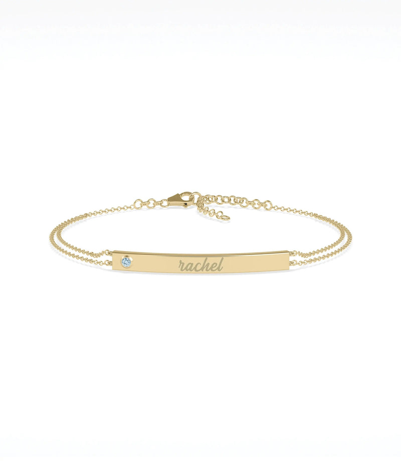 Birthstone Name Plate Bracelet - 79e | Everyday 14K Gold Jewelry