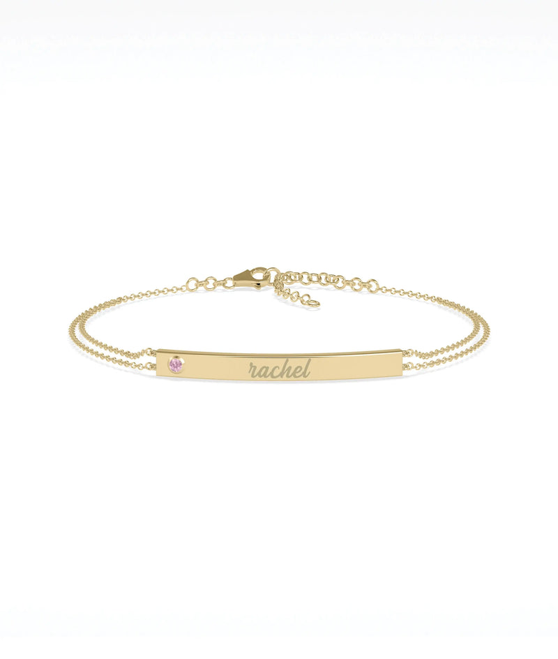 Birthstone Name Plate Bracelet - 79e | Everyday 14K Gold Jewelry