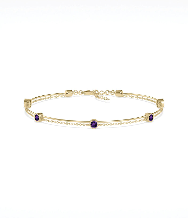 Birthstone Wire and Cable Chain Bracelet - 79e | Everyday 14K Gold Jewelry