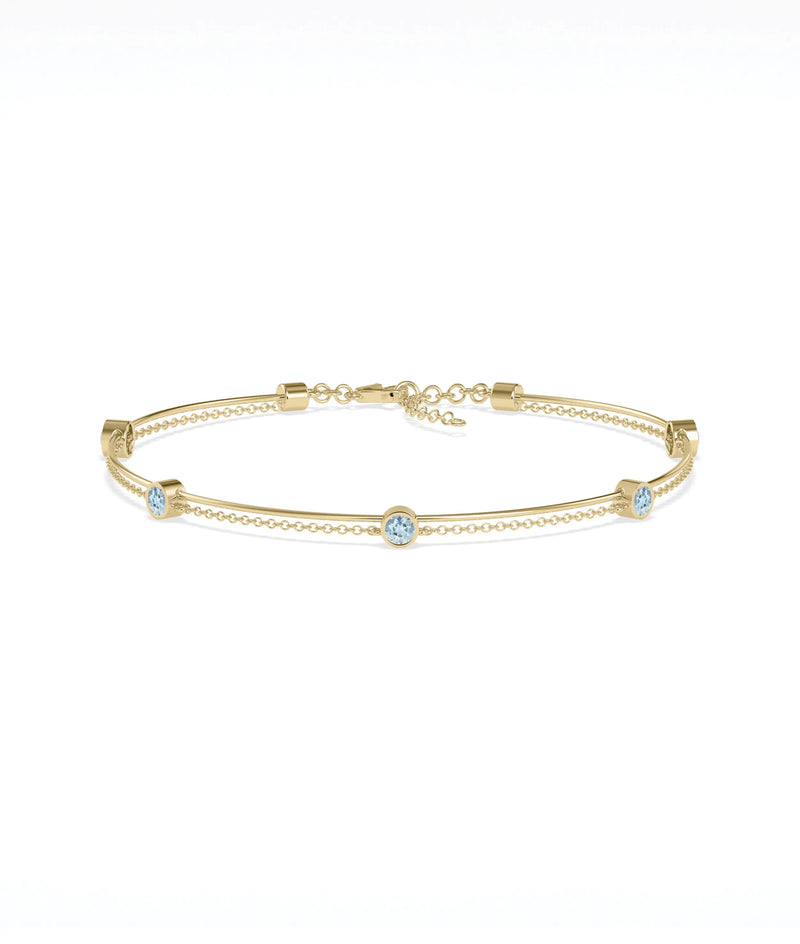 Birthstone Wire and Cable Chain Bracelet - 79e | Everyday 14K Gold Jewelry