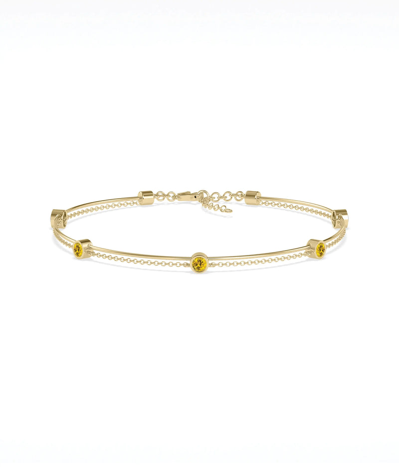 Birthstone Wire and Cable Chain Bracelet - 79e | Everyday 14K Gold Jewelry