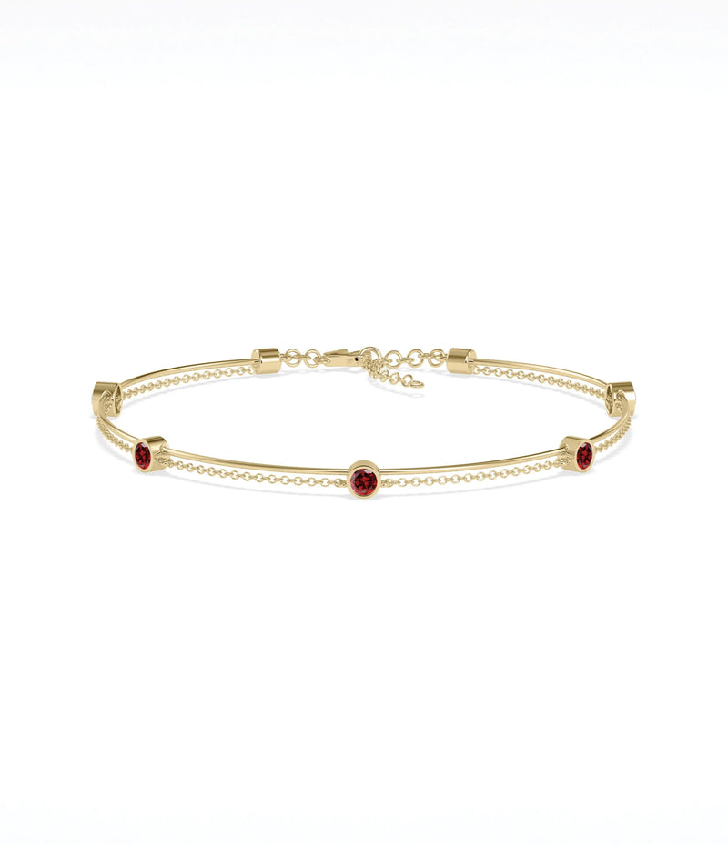 Birthstone Wire and Cable Chain Bracelet - 79e | Everyday 14K Gold Jewelry