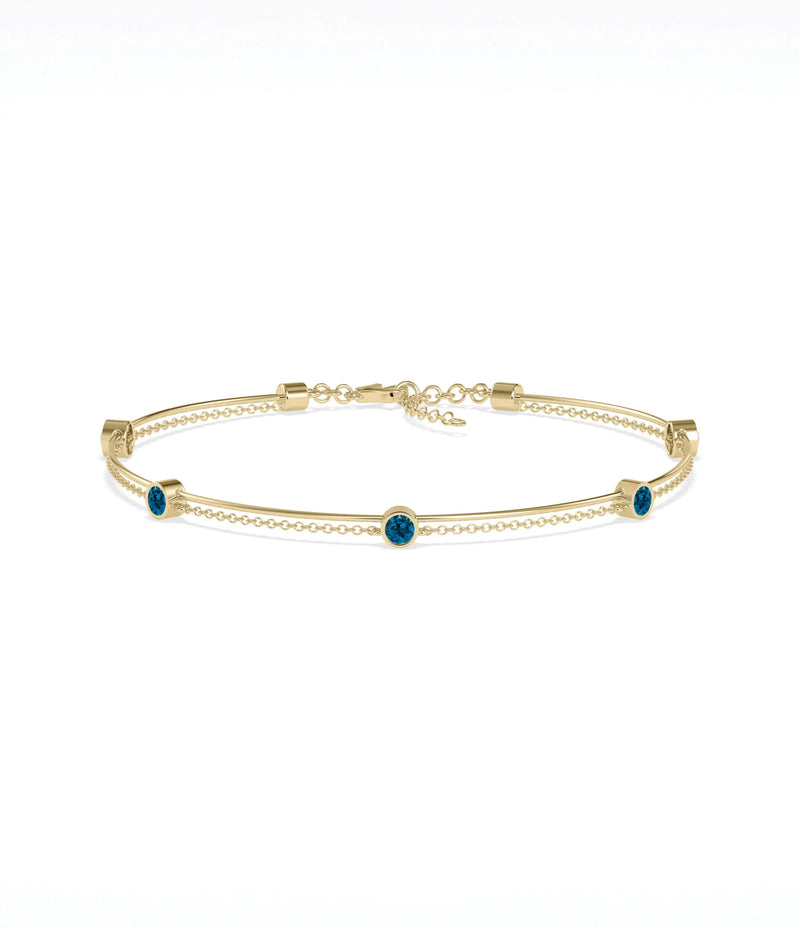 Birthstone Wire and Cable Chain Bracelet - 79e | Everyday 14K Gold Jewelry