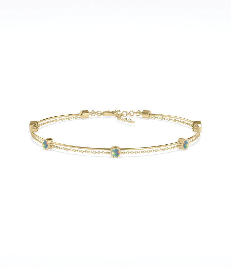 Birthstone Wire and Cable Chain Bracelet - 79e | Everyday 14K Gold Jewelry