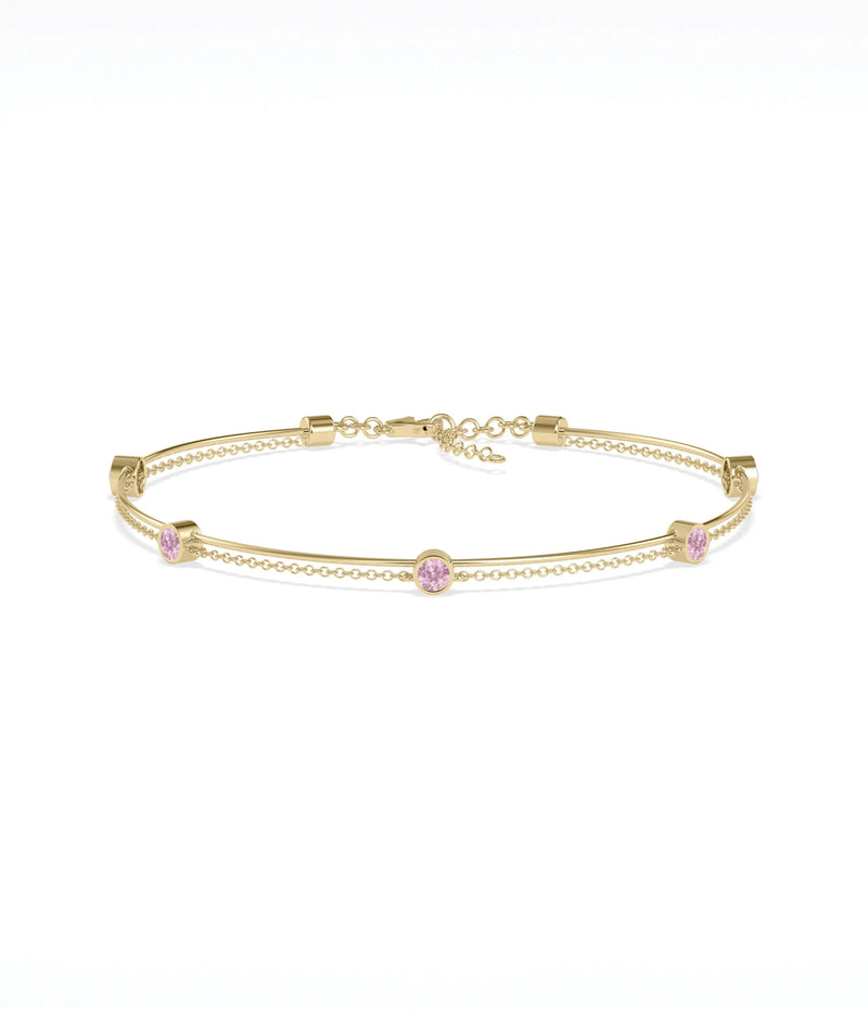 Birthstone Wire and Cable Chain Bracelet - 79e | Everyday 14K Gold Jewelry