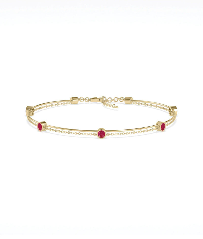 Birthstone Wire and Cable Chain Bracelet - 79e | Everyday 14K Gold Jewelry