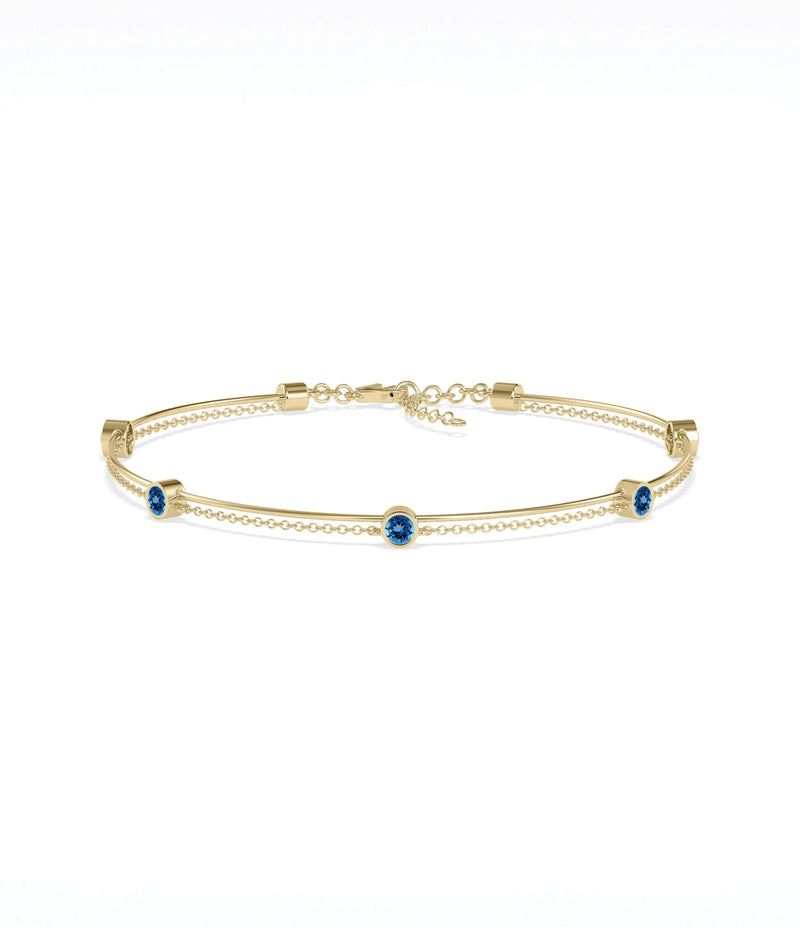 Birthstone Wire and Cable Chain Bracelet - 79e | Everyday 14K Gold Jewelry