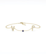 Diamond Pave Initials with Birthstone Bezel - 79e | Everyday 14K Gold Jewelry