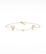 Diamond Pave Initials with Birthstone Bezel - 79e | Everyday 14K Gold Jewelry