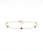 Birthstone Bezel Set Station Bracelet - 79e | Everyday 14K Gold Jewelry