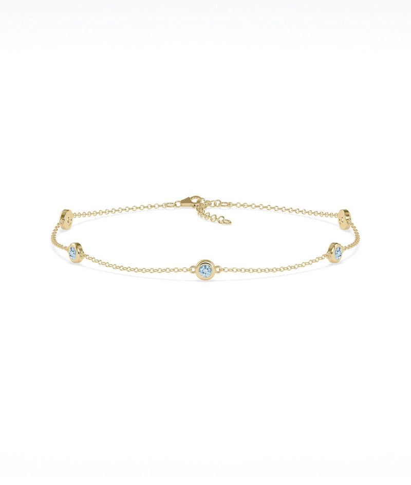 Birthstone Bezel Set Station Bracelet - 79e | Everyday 14K Gold Jewelry