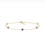 Birthstone Bezel Set Station Bracelet - 79e | Everyday 14K Gold Jewelry