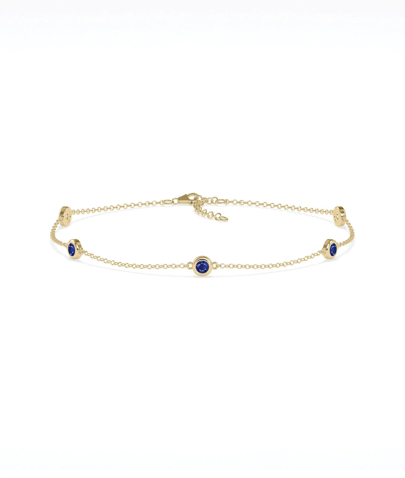 Birthstone Bezel Set Station Bracelet - 79e | Everyday 14K Gold Jewelry