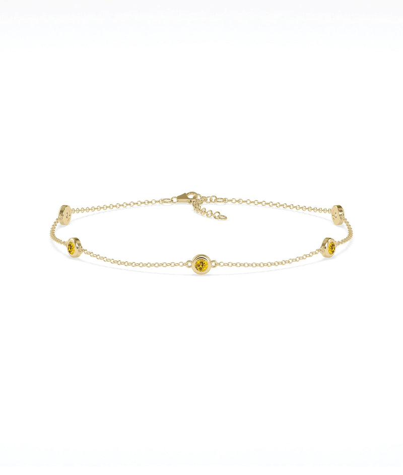 Birthstone Bezel Set Station Bracelet - 79e | Everyday 14K Gold Jewelry