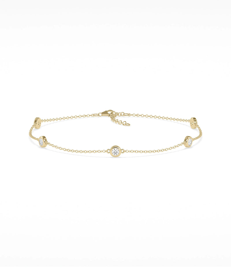 Birthstone Bezel Set Station Bracelet - 79e | Everyday 14K Gold Jewelry