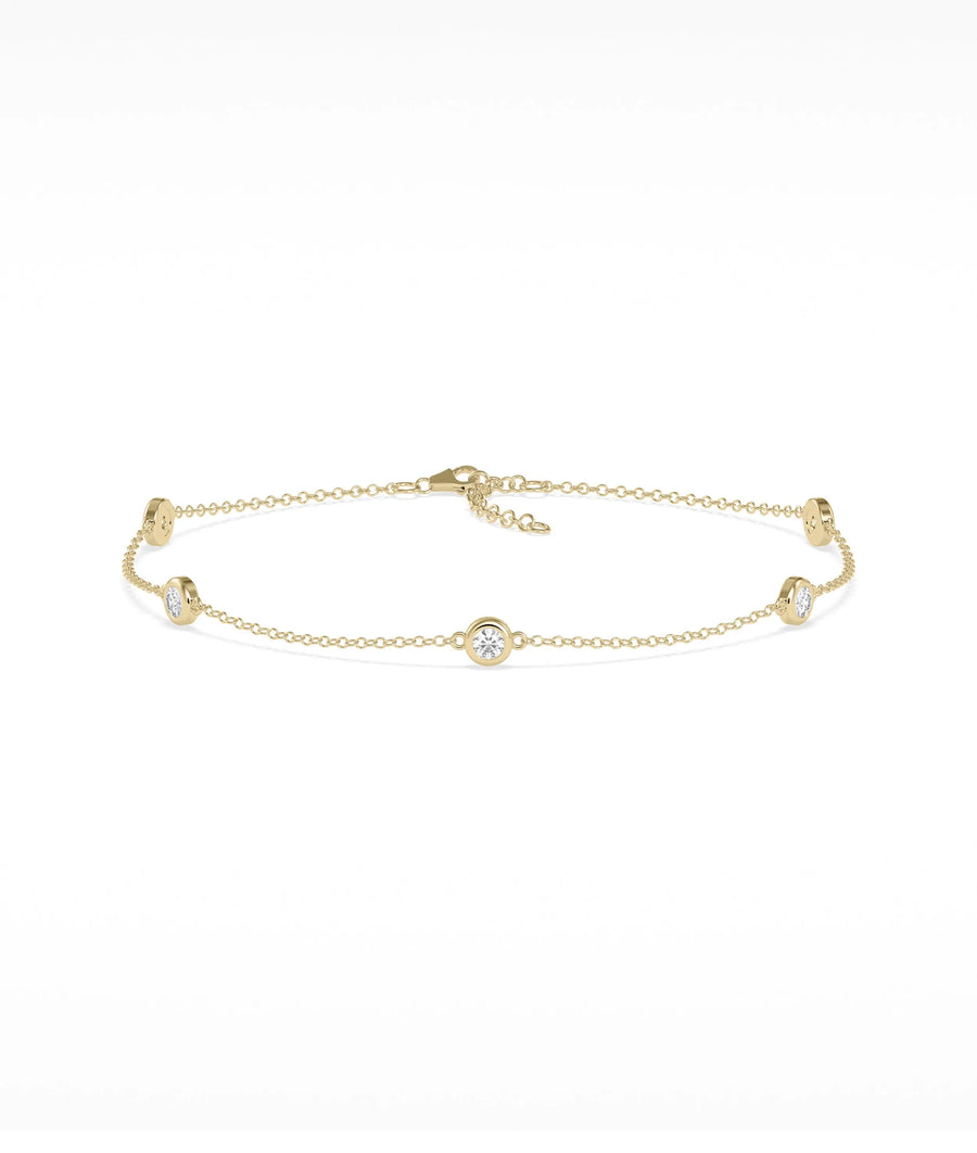 Birthstone Bezel Set Station Bracelet - 79e | Everyday 14K Gold Jewelry