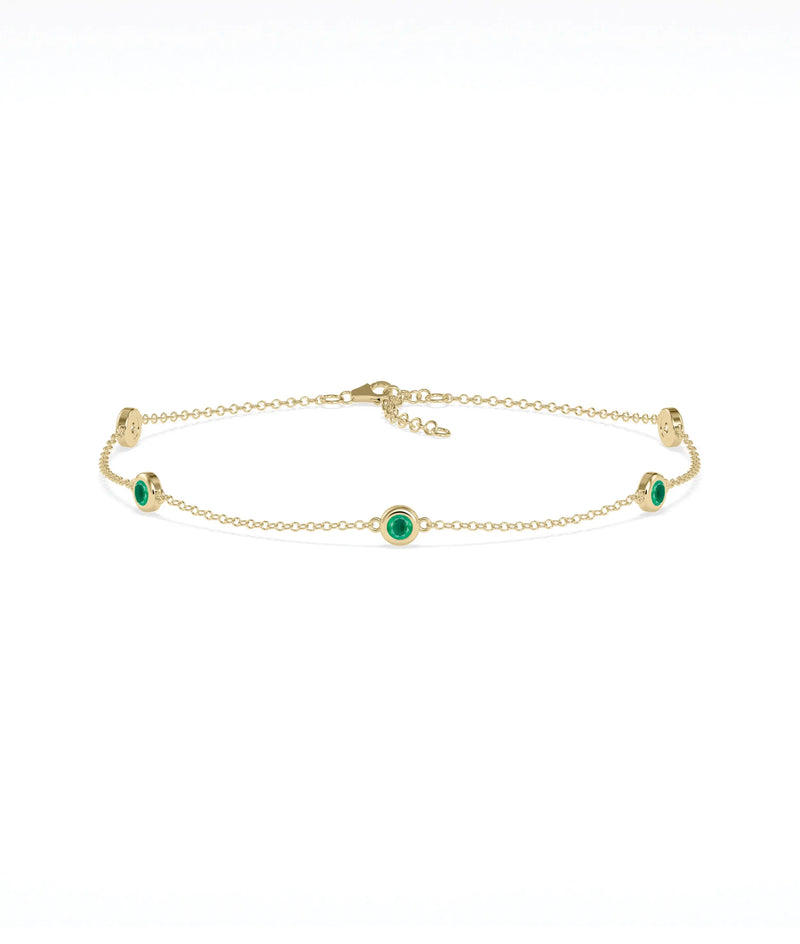 Birthstone Bezel Set Station Bracelet - 79e | Everyday 14K Gold Jewelry