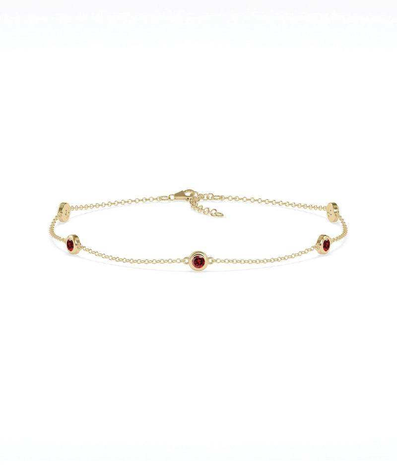Birthstone Bezel Set Station Bracelet - 79e | Everyday 14K Gold Jewelry