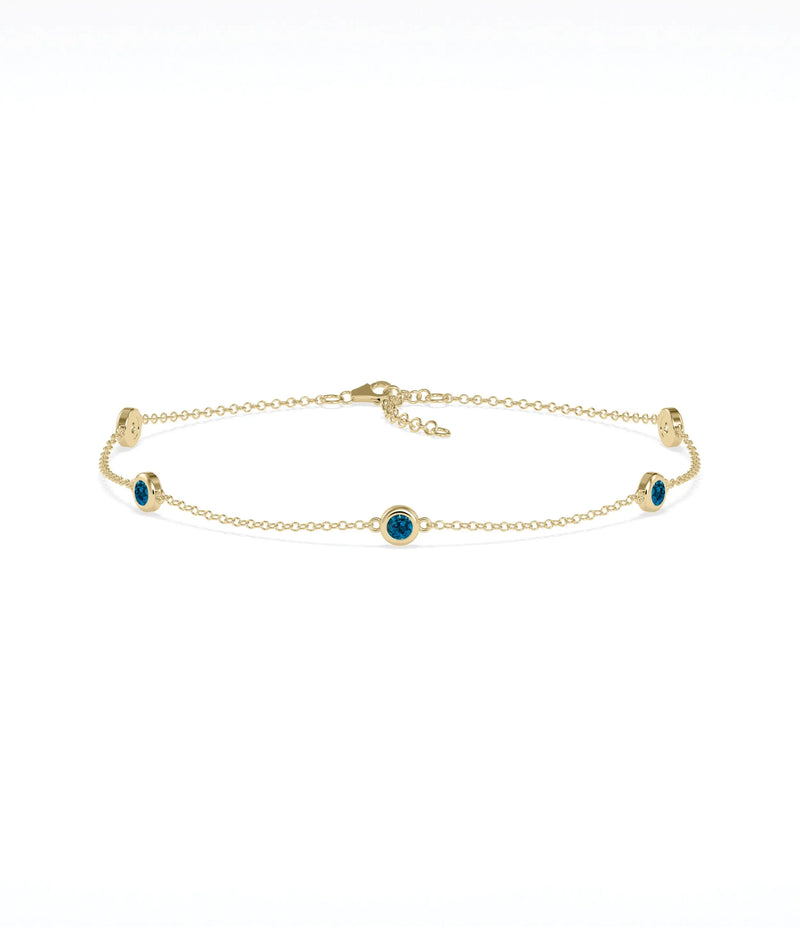 Birthstone Bezel Set Station Bracelet - 79e | Everyday 14K Gold Jewelry